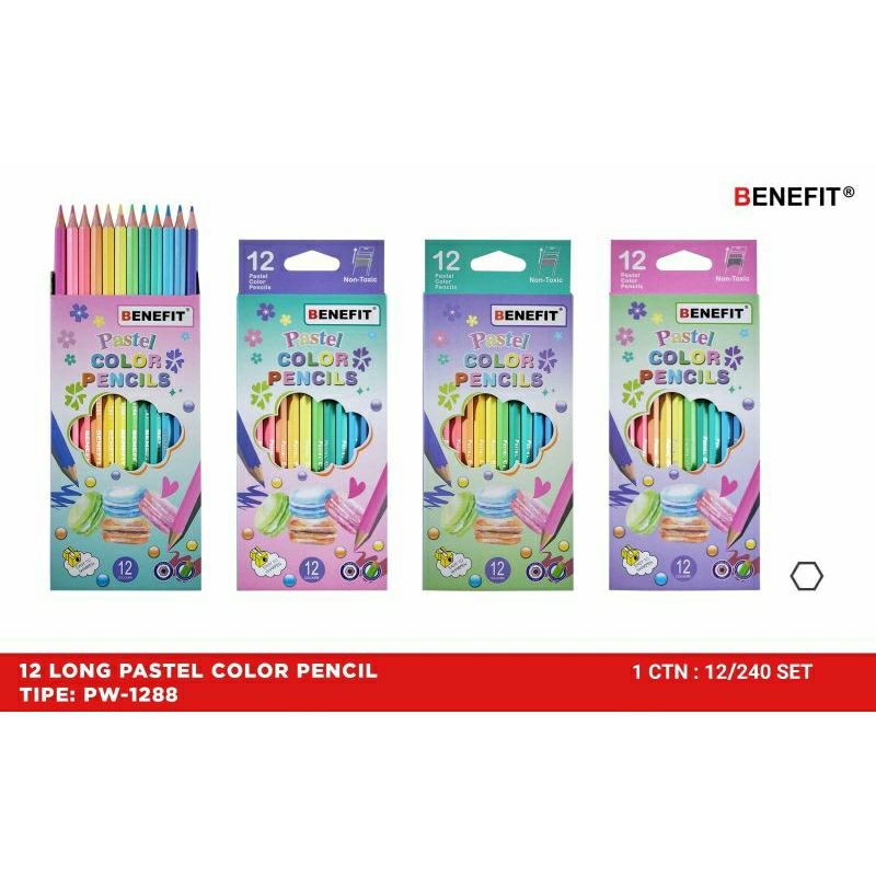 

1 Set Pensil warna Benefit 12 warna Pastel pw 1288