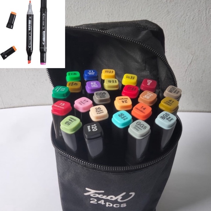 

Limitless IDgrosir 24pcs Pensil Warna Cair Set Highlighter Stabilo Mewarnai Menggambar Dual Kepala IDGST13