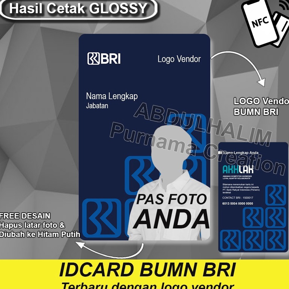 

IDcard BUMN ID Card Name Tag BUMN BRI Terbaru GLOSSY