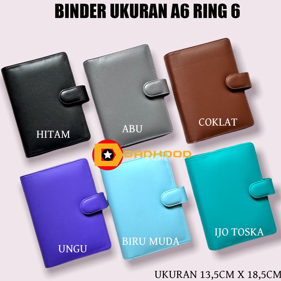 

BINDER KULIT GLOSSY SINTETIK UKURAN A6 RING 6 1 WARNA PILHAN