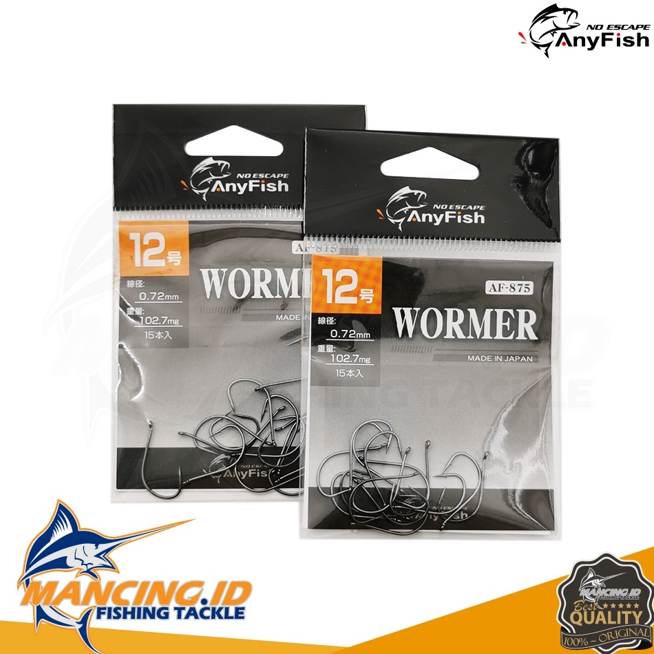 Stok terbatas Anyfish WORMER AF875 carbon Hook Kail Pancing Lubang Tajam Kuat