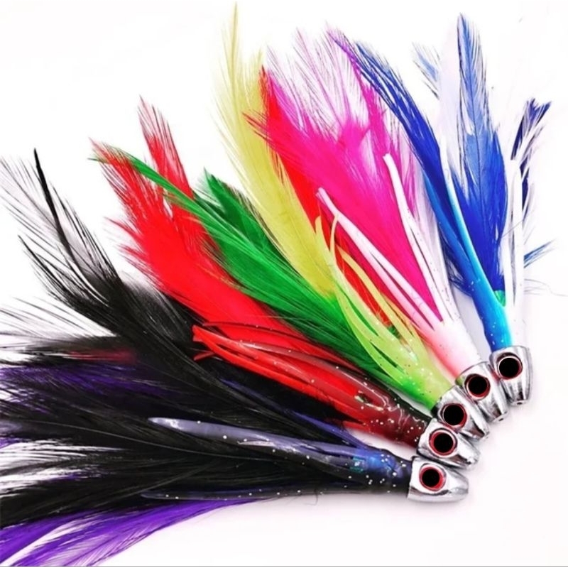 1PCS UMPAN TENGGIRI JIGGING 9Cm & 5IKAT BULU MUTIARA SP, M