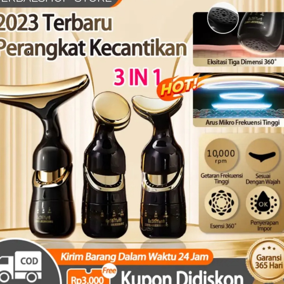 LENGKAP  ALAT PIJAT WAJAH 3 IN 1 Original Pijat Wajah Korea Elektric Alat Setrika Wajah Mengencangka