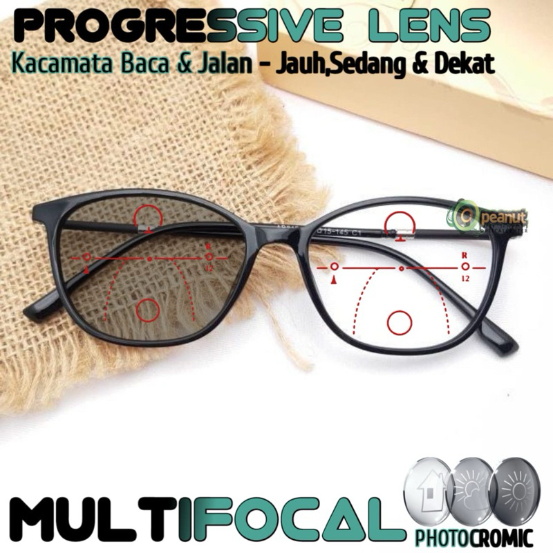 Kacamata Progresif Pria/Wanita | Kacamata Baca Plus Jalan | Frame Kacamata Progresif Photochromic