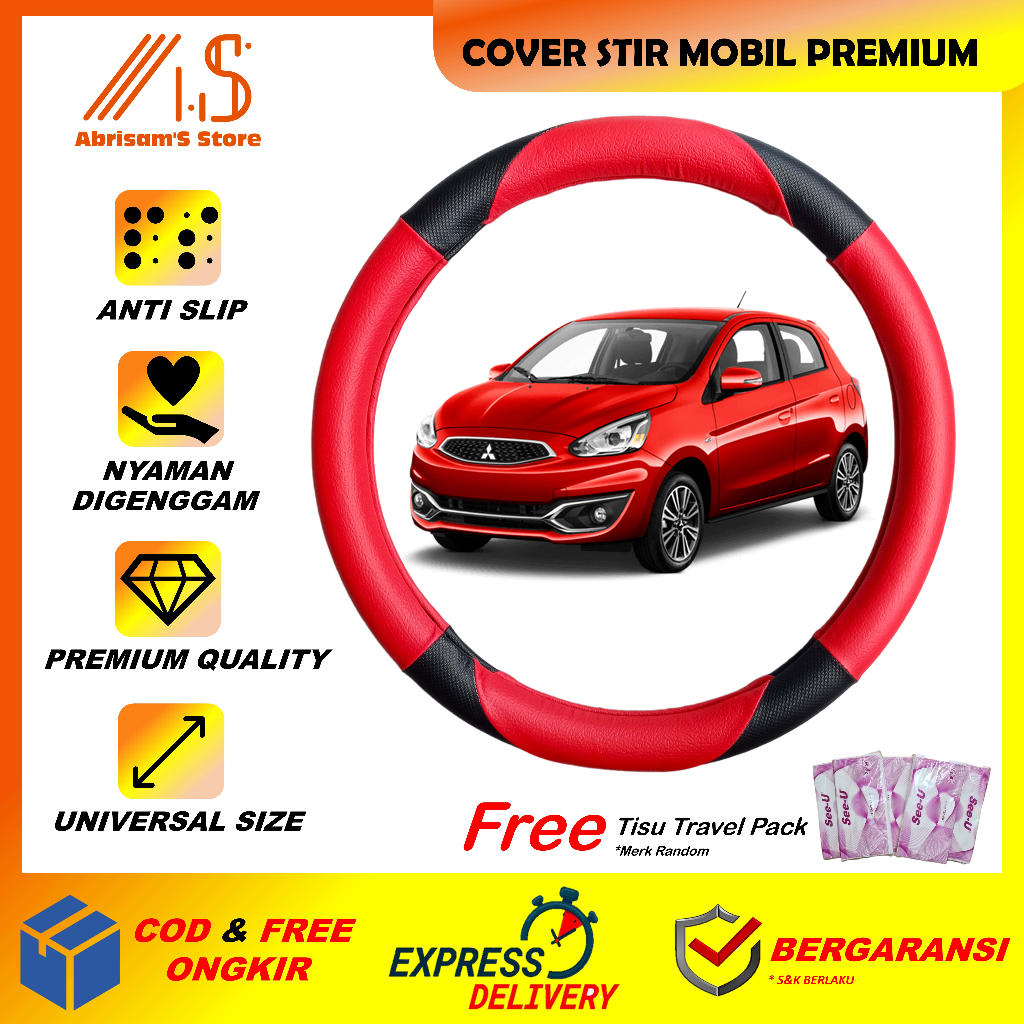 Cover Stir Mobil Mirage Sarung Setir Mitsubishi Mirage Pelindung Steer Mobil Mitsubishi Mirage