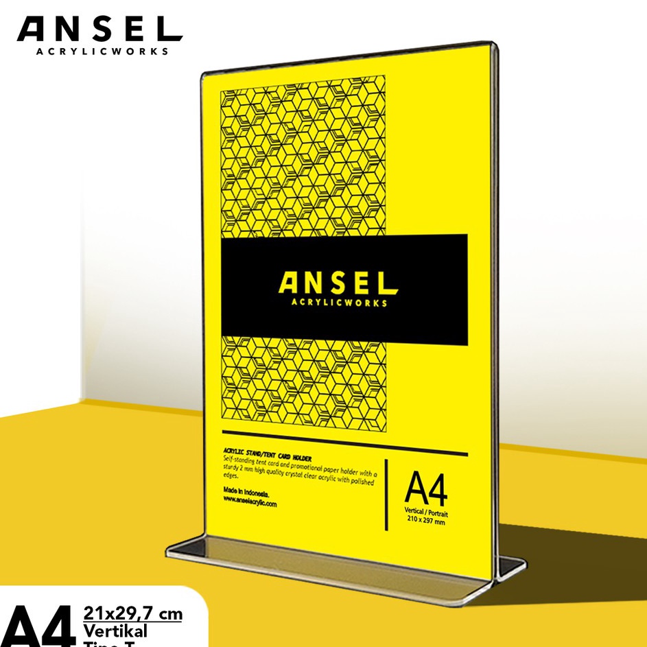 

Bayar Di Tempat ANSEL Tent Holder Akrilik Tipe T A4 Vertikal 21x297 cm Acrylic Display