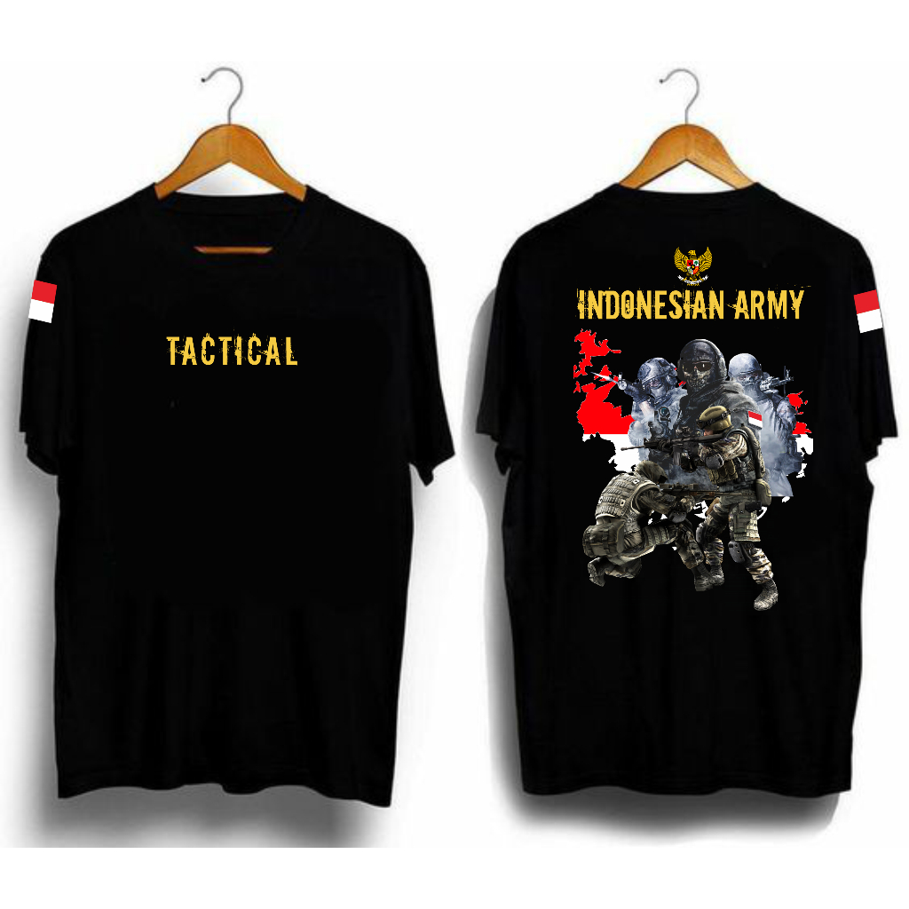 Kaos Pria Tactical Indonesian Army //Baju Kaos Tactical // Kaos Pria Lengan Pendek // Kaos Indonesia