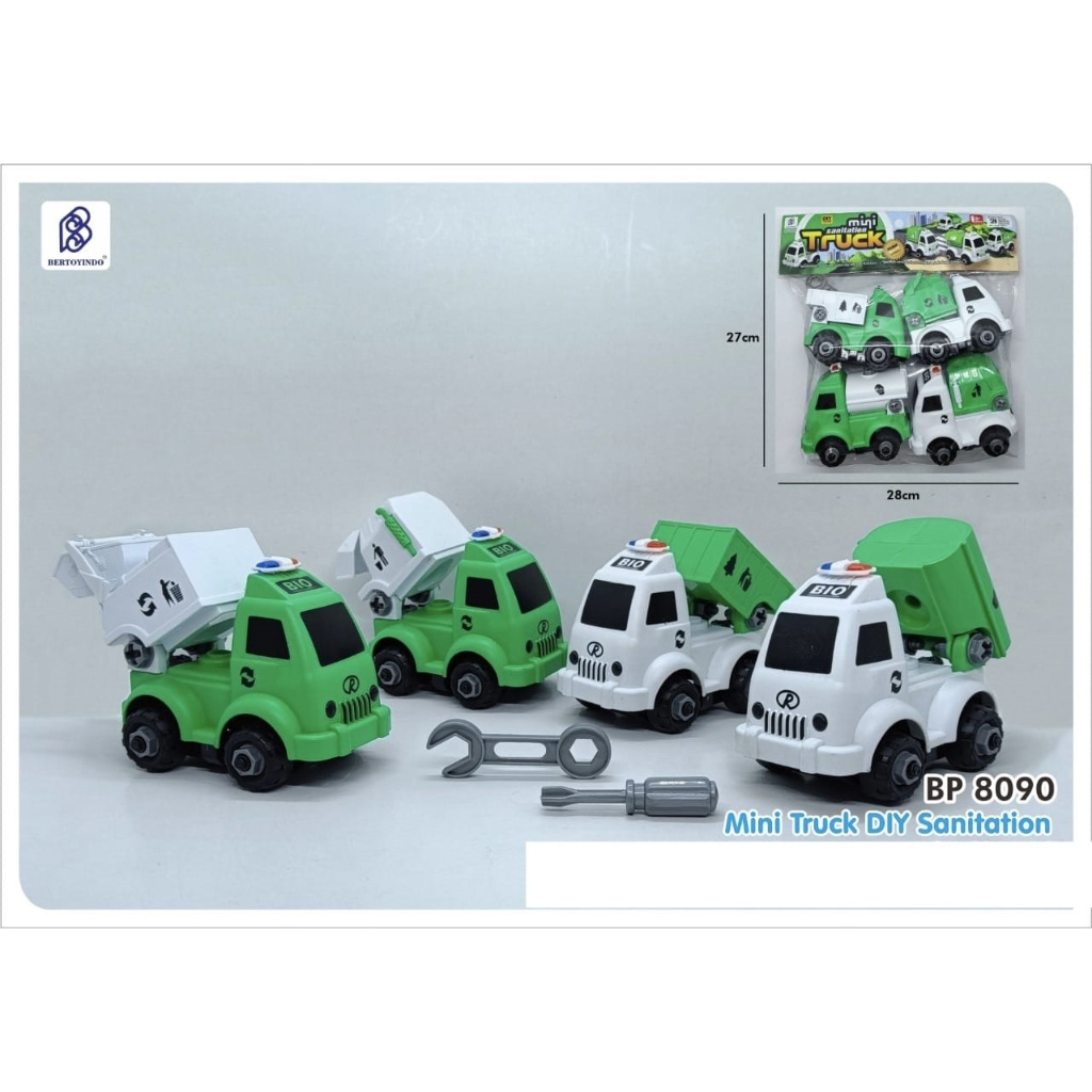 MAINAN EDUKASI TRUK KEBERSIHAN MINI DIY BONGKAR PASANG BP8090