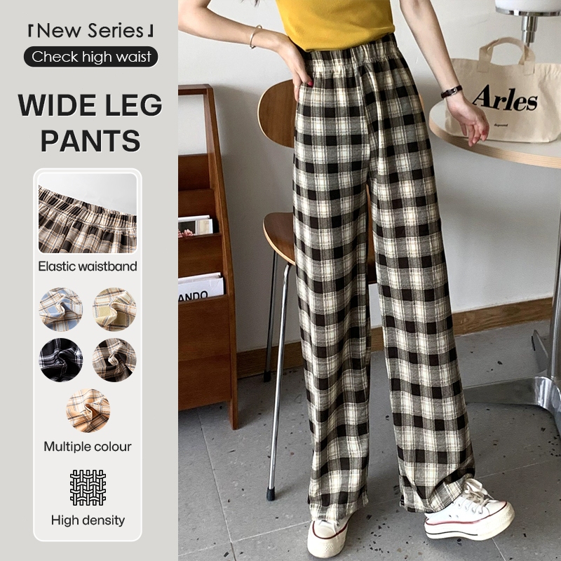 celana highwaist Celana tartan kotak kotak celana juso black kualitas import wanita korea elastis ad