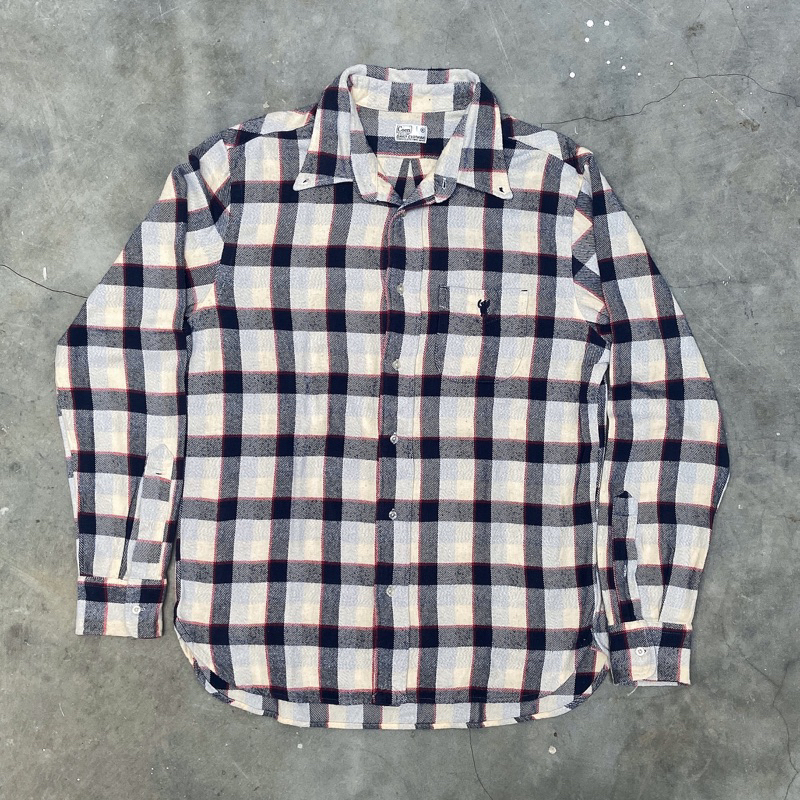 Thrift | Coen White Cream flannel Shirt Kemeja Flannel Kotak Branded Second Bekas