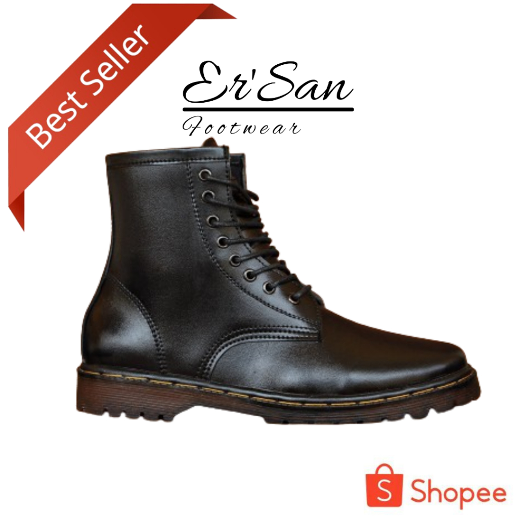 Ersan Martin Sepatu Formal Boots Pria High Boots Hitam Pria Sepatu Boot Docmart Pria Hitam