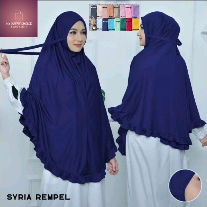 Kerudung Jilbab Bergo Syria Tali rempel siria polos syari tanpa pet Syar'i hijab Jumbo Khimar Jersey
