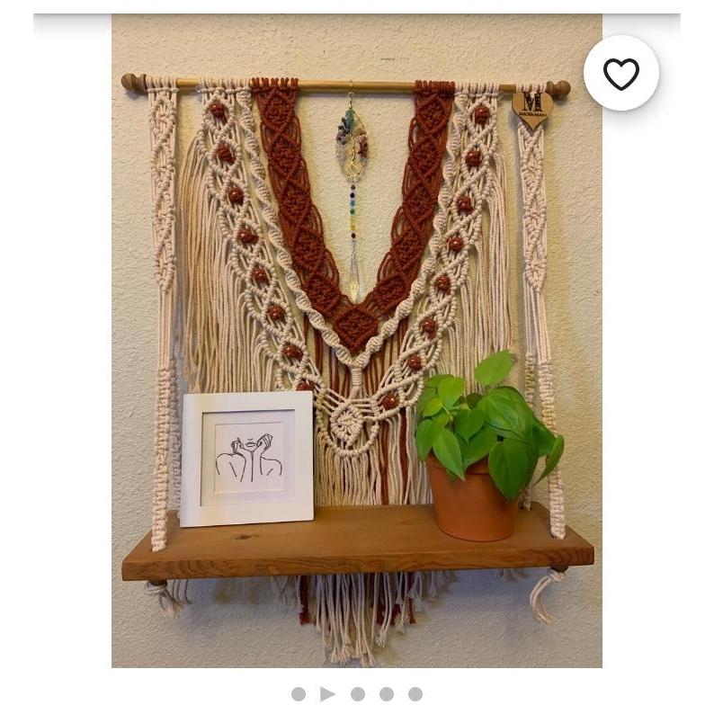 Rak Macrame Besar Dekorasi Dinding Macrame, Hiasan Dinding Macrame, Macrame yang Dipersonalisasi, Ra