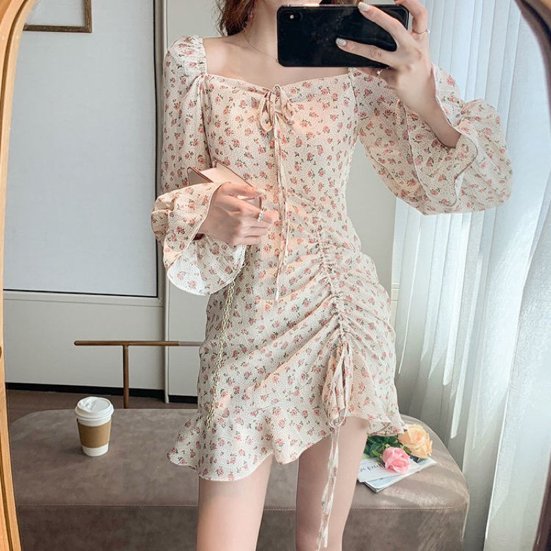 L'etiquette - Vow dress / gaun wanita motif bunga korea