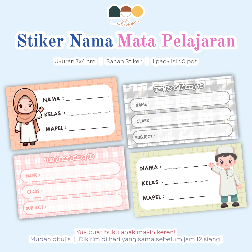 

Stiker Nama Pelajaran / Label Nama Pelajaran/ Stiker Nama Buku / Sticker Name / Back to School