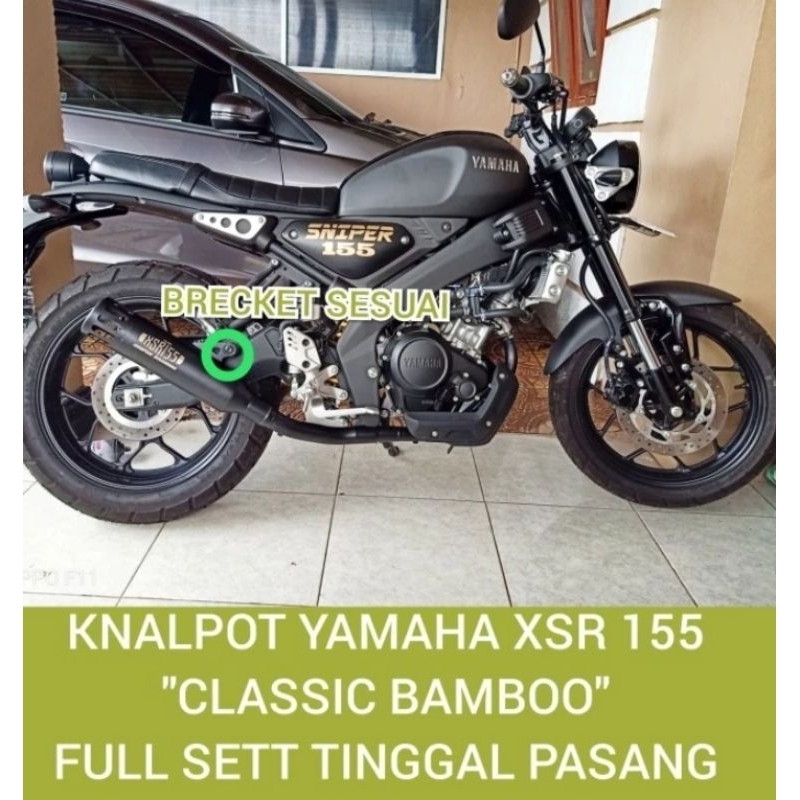 Knalpot motor Yamaha XSR-155 model Classic Bamboo full set tinggal Pasang PNP