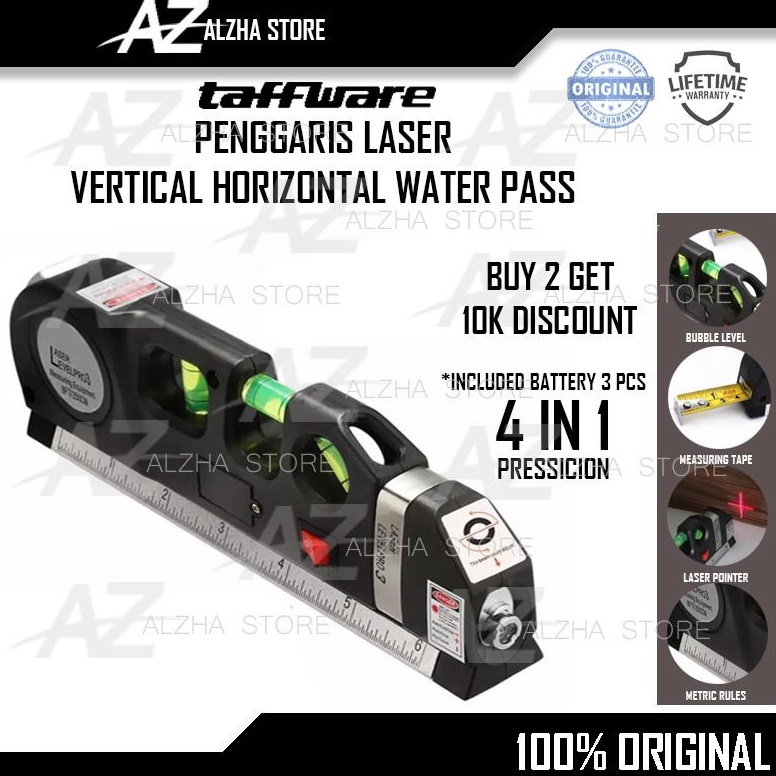 

KODE J25S BEST QUALITY PENGGARIS LASER VERTICAL HORIZONTAL WATERPASS TAFFWARE