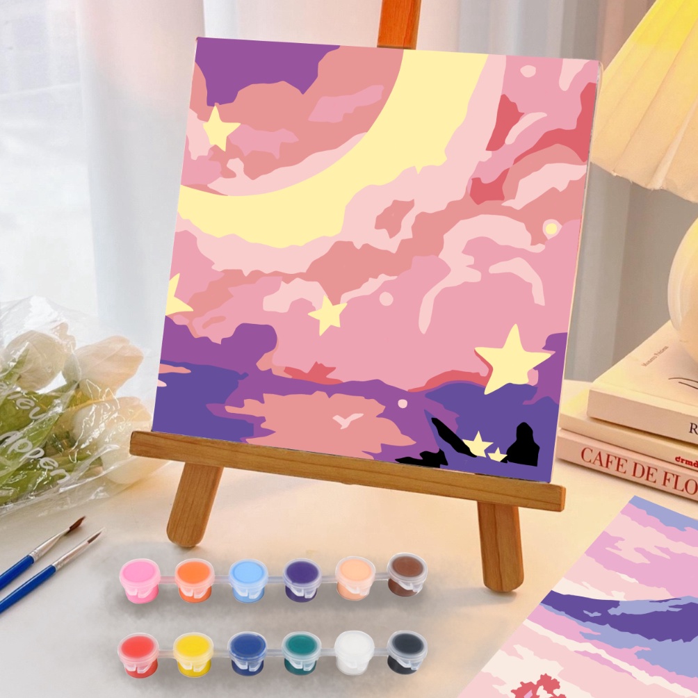 

KODE N25H PAINT BY NUMBERS 2x2cm Pink Clouds with frame DIY Painting KIT