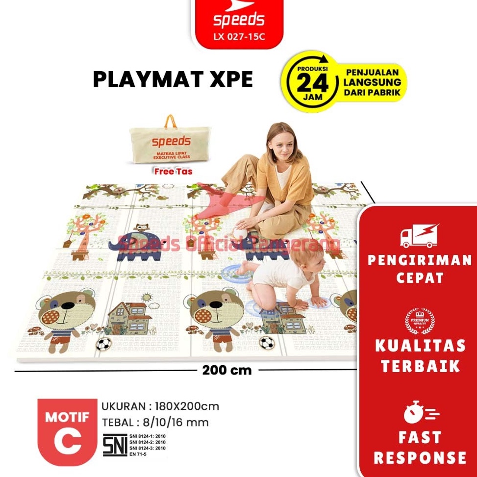 KODE X63F SNI SPEEDS Free tas Playmat Bayi 2x18cm Tebal XPE Matras Anak Playmate Babyalas lantai bay