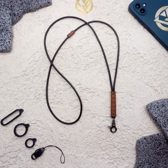 

KODE K49G Lanyard Leather Custom Nama Lanyard kulit Grafir Kalung Name Tag