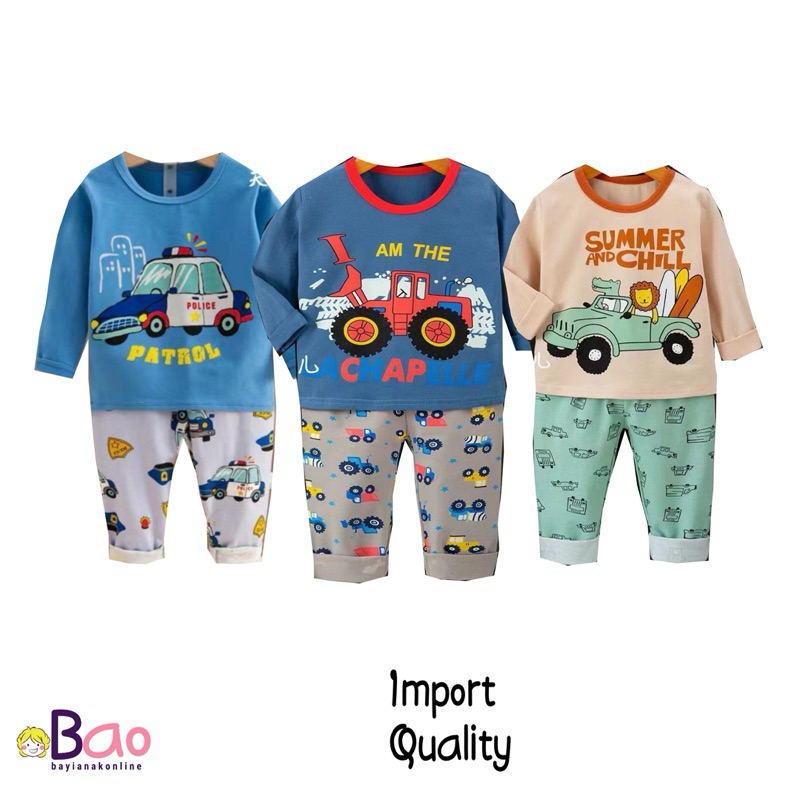 Piyama anak import baju tidur anak laki laki premium setelan anak murah mobil truk