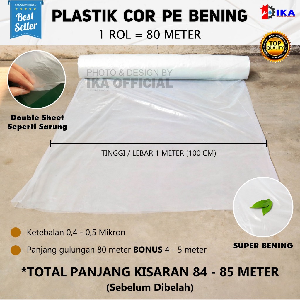 FREE ONGKIR PLASTIK BENING COR BESAR BOBIN TRANSPARAN ROLL / PLASTIK COR BENING TEBAL / PLASTIK ROLL