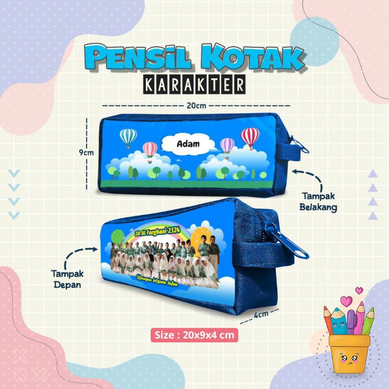 

Tempat Pensil Custom Foto Nama Tulisan Model Pipih dan Pouch Harga Murah