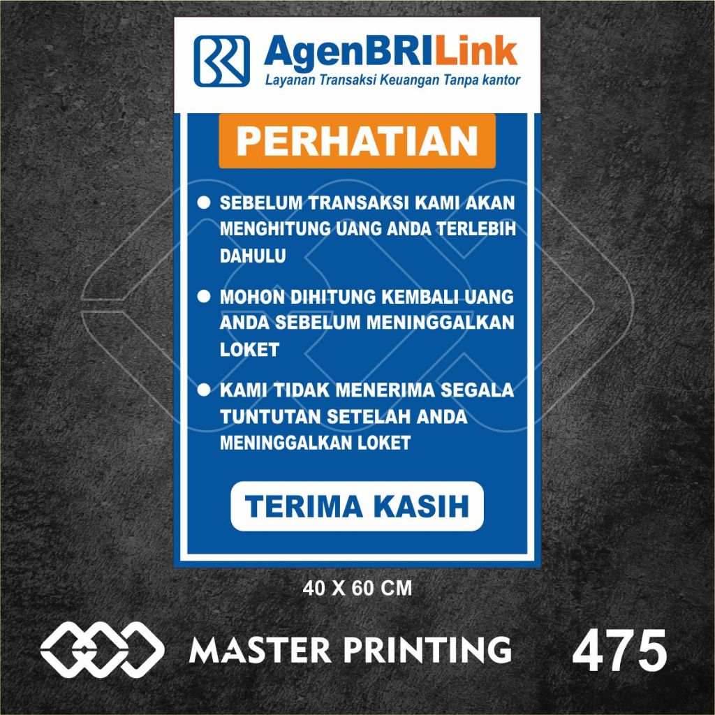 

475 - Stiker Agen BRI Link, Sticker Vinyl, Premium, Tahan Air, Termurah, dan Bisa Custom