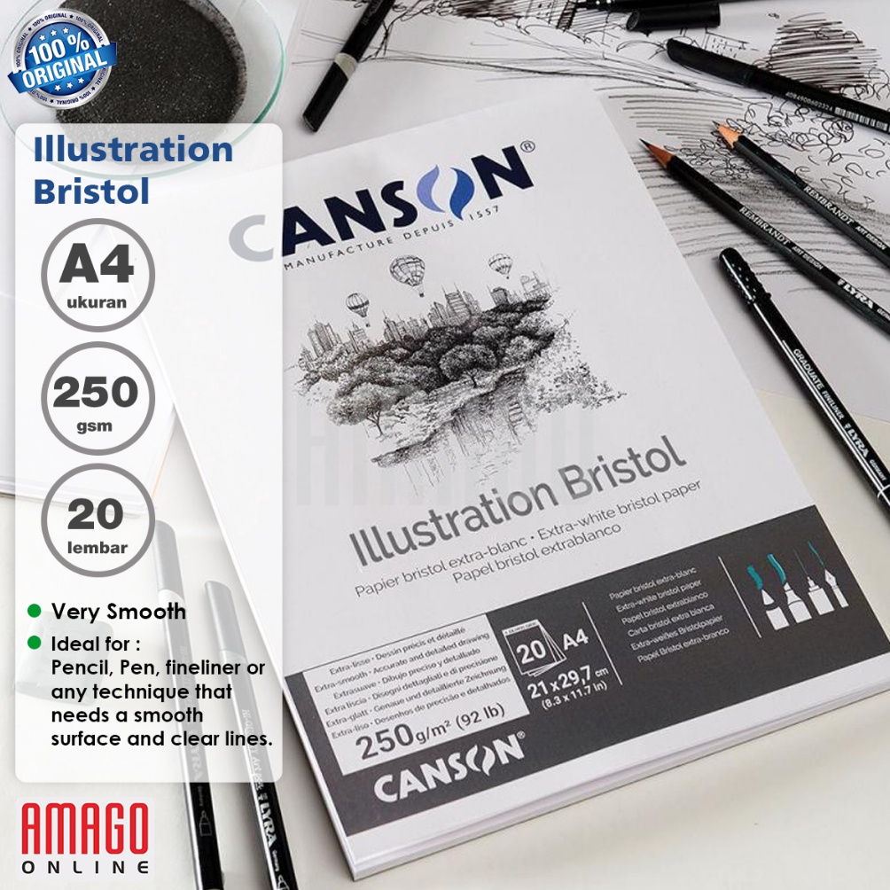 

KODE O77B Buku CANSON Illustration Bristol A4 2 sheets 25 gsm Pad 245712