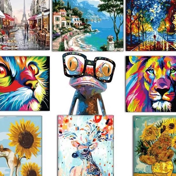 

Baru DIY CANVAS PAINTING BY NUMBER KIT DIGITAL OIL PAINTING DIY PAINT BY NUMBER LUKISAN 4X5CM PAINTING KIT NO FRAME
