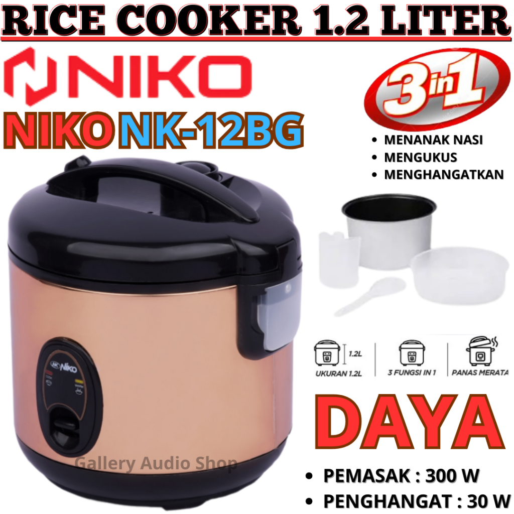 Promo Termurah Mejikom NIKO NK-12BG 1,2 Liter 300 Watt | Rice Cooker 300 Watt Anti Lengket | Mejikom