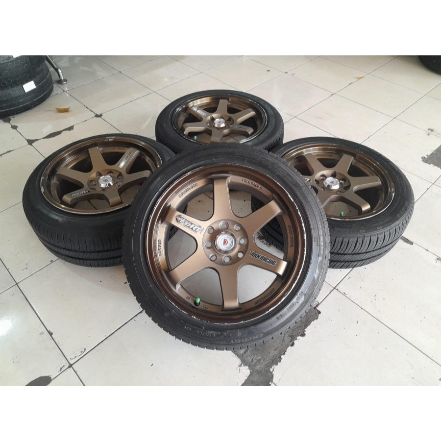 VELG MOBIL TE37 R16X7/8 PCD 4X100, 4X114 ET40/35 + BAN MICHELIN 185/55R16 JAZZ CITY YARIS DATSUN MAR