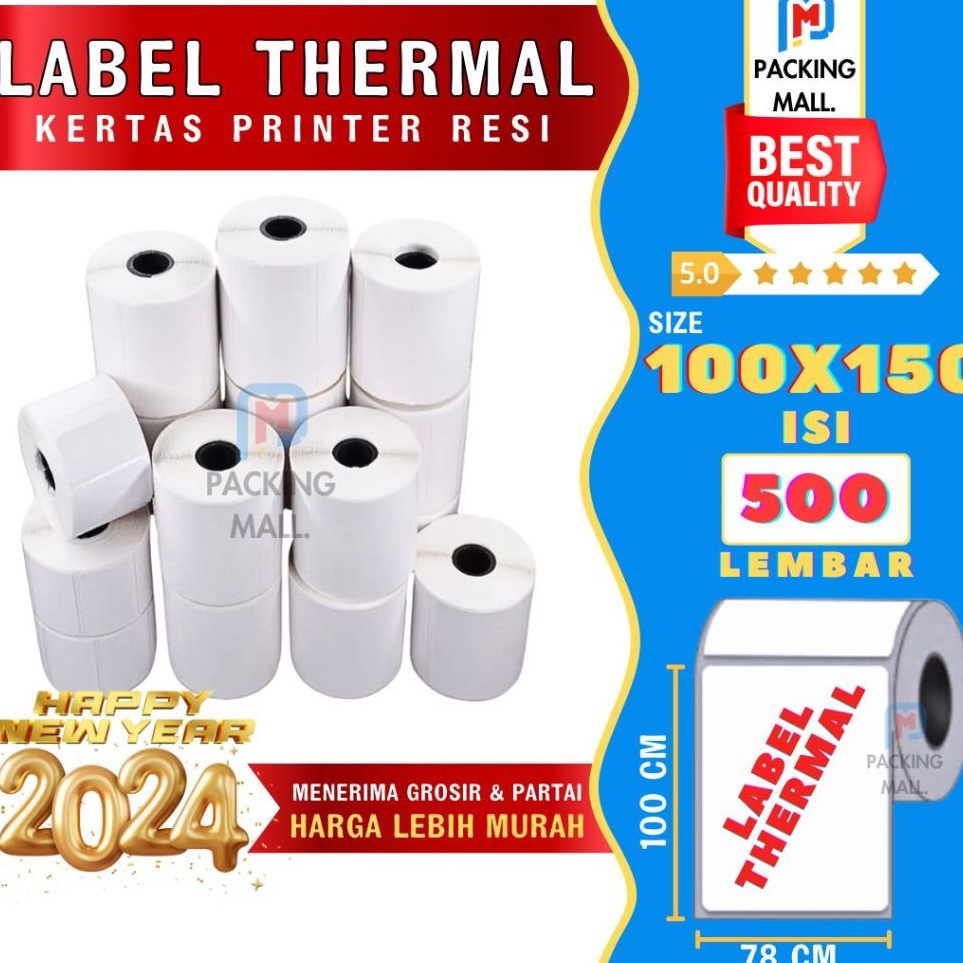 

Label Thermal Printer label stiker barcode label pengiriman ukuran 1x15 isi 5 Lembar