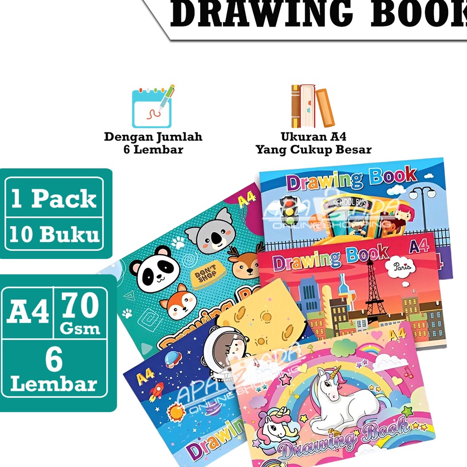 

Apazada Buku Gambar A4 Squeezy 6 Lembar Murah 1 Pack 1 Pcs Drawing Book Buku Anak Menggambar BGSQA426