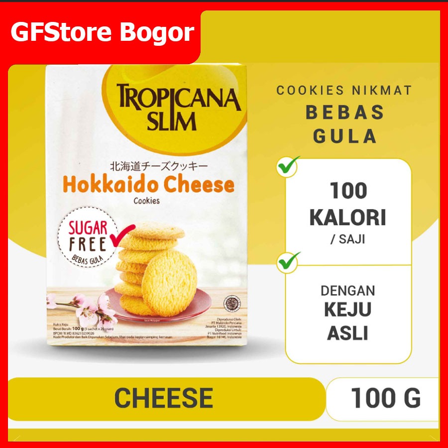 

Tropicana Slim Hokkaido Cheese Cookies100Gram - Snack Biskuit Diet Rendah Kalori Bebas Gula 100 Kalori