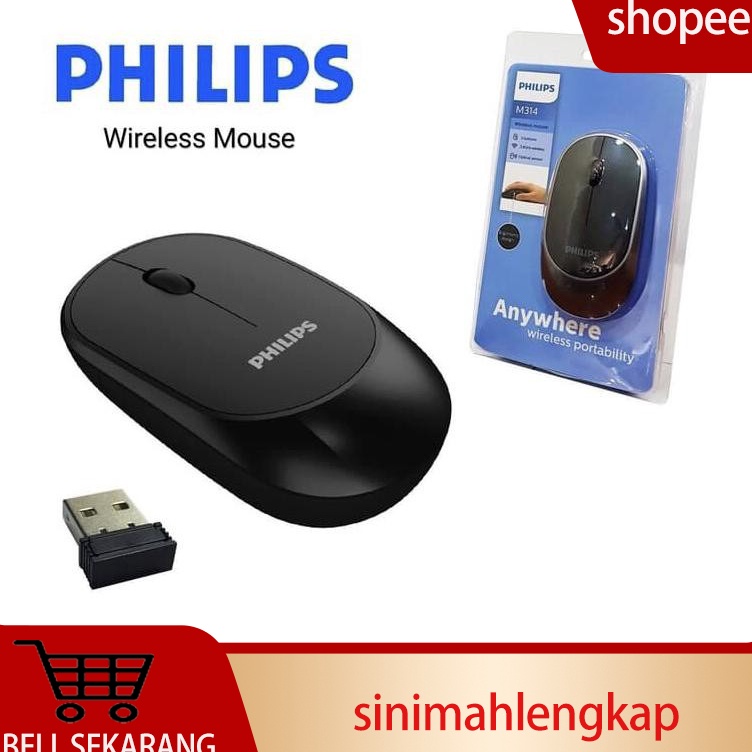 Mouse Nirkabel Mode Ganda Bluetooth Silent Wireless Optical Philips M314 12Dpi Wireless Optical Mous