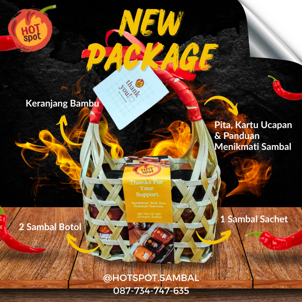 

Hotspot Sambal Hampers – Paket Sambal Pedas Botol & Sachet 3 pcs | Hadiah/Kado Unik Halal Tanpa Pengawet