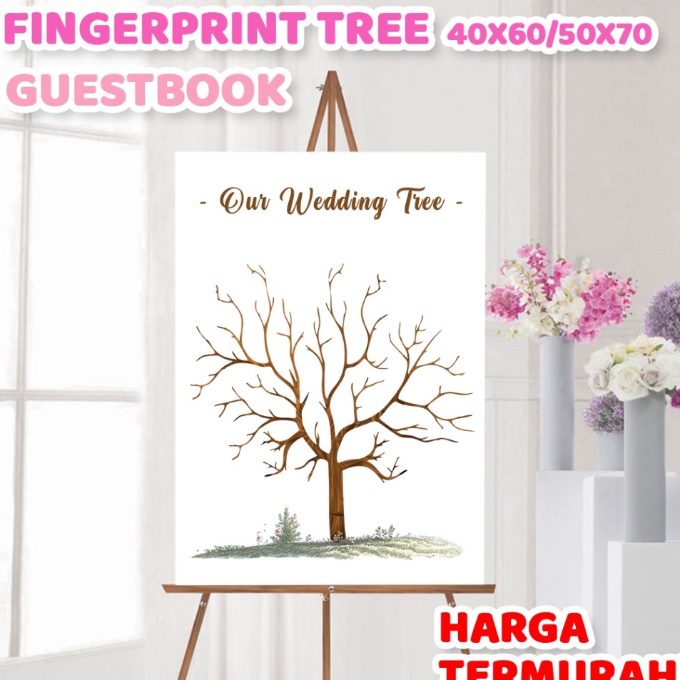 

Kanvas Wedding Tree Fingerprint Guest Book 4x6 cm Canvas Lukisan Pohon Sidik Jari Finger Print Buku Tamu Pernikahan Wedding Invitation Tema Biru Pink Ungu Merah Rainbow