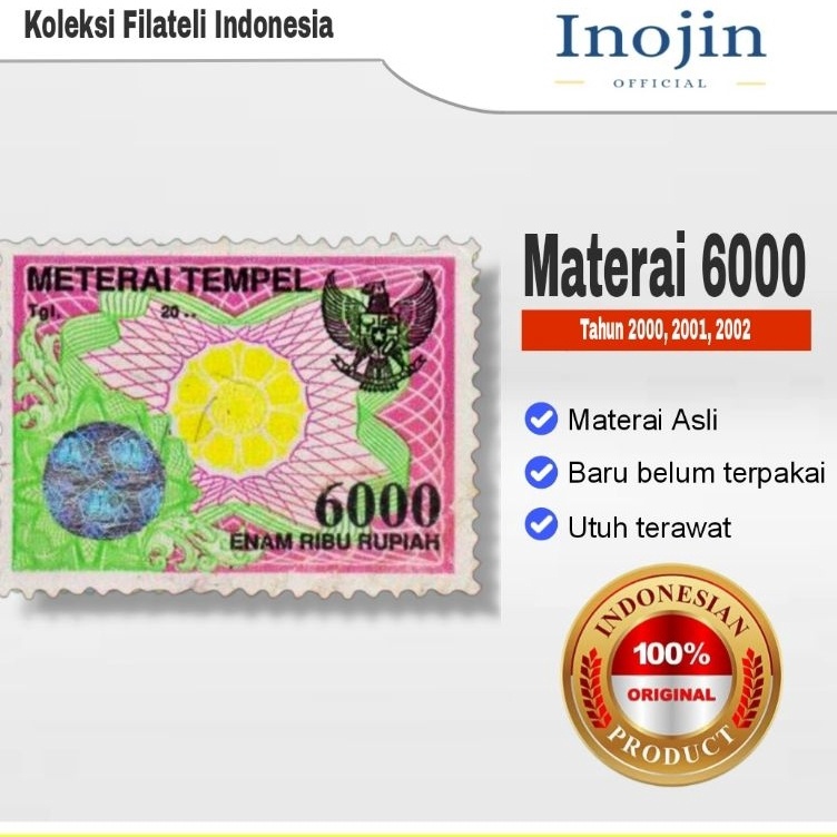 

Materai 6 Tahun 2 21 22 Matrai Tempel Lama Asli Original Pos