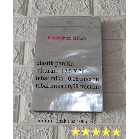 

plastik panitia plastik nameteg 175 X 26 cm minim 1 pak isi 1 pcs