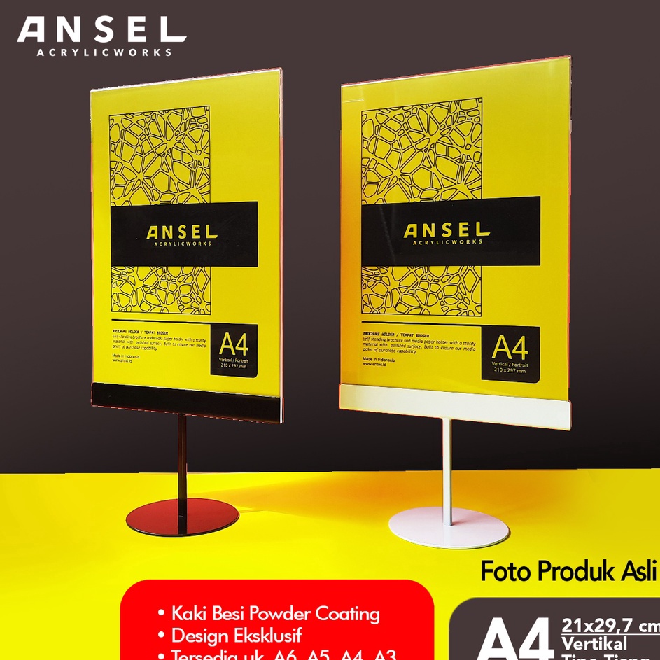 

ANSEL NORE Tent Card Akrilik Kaki Besi Tiang A4 Vertikal 21x297 cm Stand Akrilik Acrylic Display Menu Tent Holder Nomor Meja dll