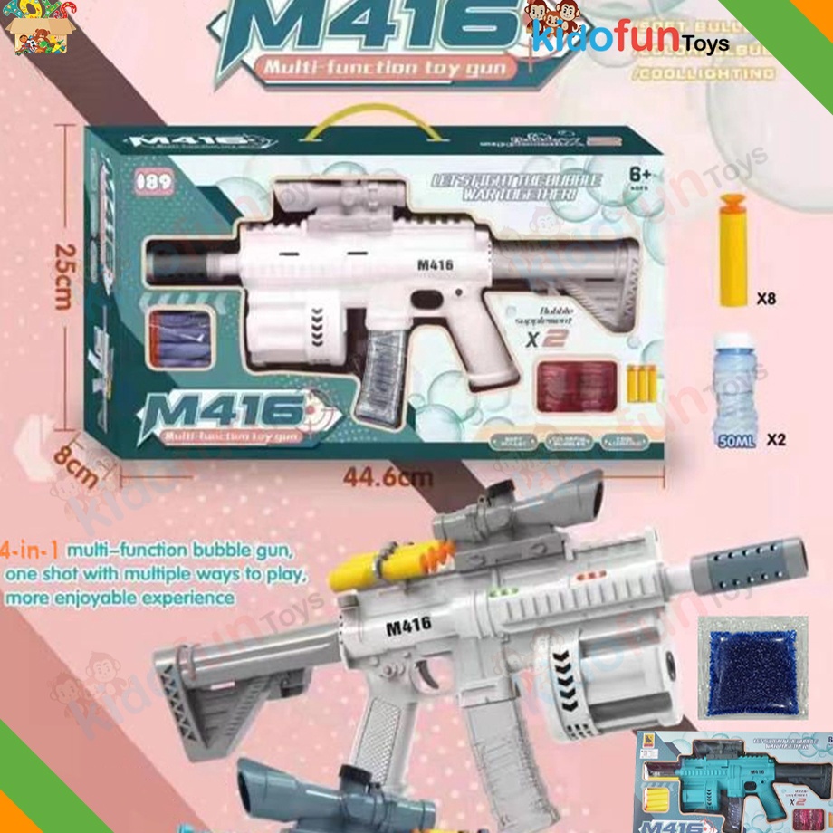 Mainan Tembakan Multifungsi M416 Nerf Soft Bullet  BB Gel Bullet 4in1 Bubble ada Lampu  Suara