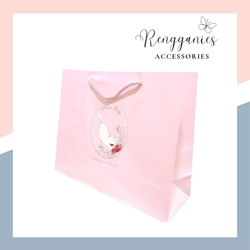 

Paper Bag XL Elegant Design Vintage Baby Pink Import
