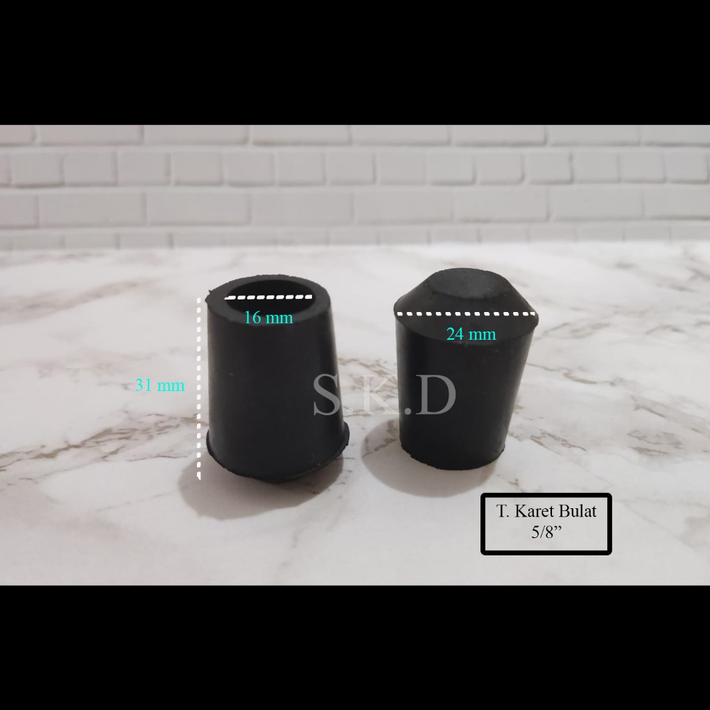 Tapak Karet Bulat Kopong 5/8" / Karet Meja/ Kaki Meja/ Kaki Kursi