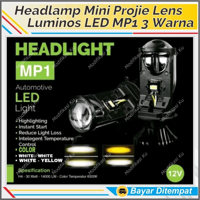LED LUMINOS MP1S MINI PROJIE H6 MOTOR ALA BILED SINAR CUTOFF MP1