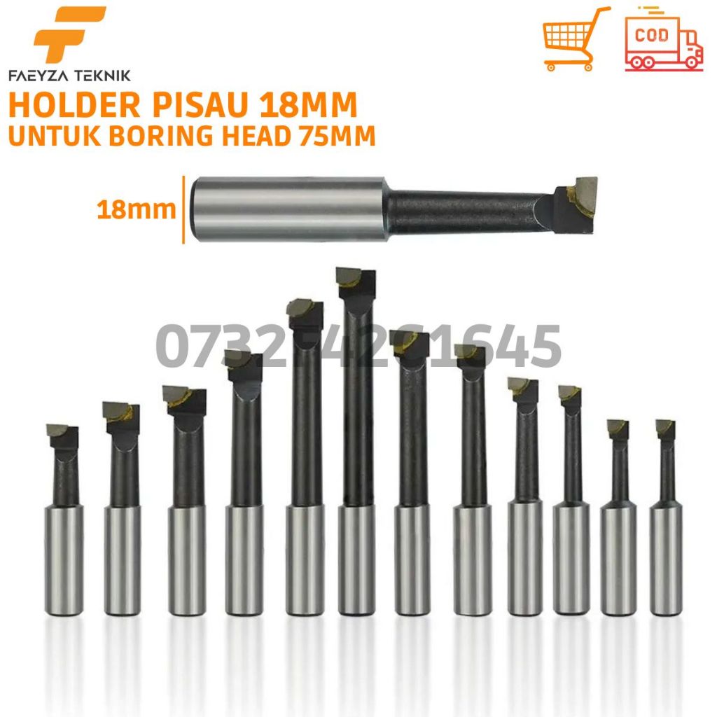 12Pcs Holder Pisau Boring Head As 18mm Cocok Untuk Boring Head 3 Inch 75mm