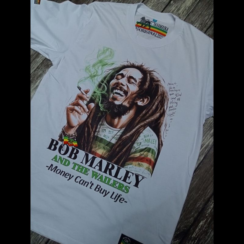 Kaos Bob Marley Money Can't Buy Life Baju Reggae t-shirt Rasta Bob Marley Original Roots Javamaika R