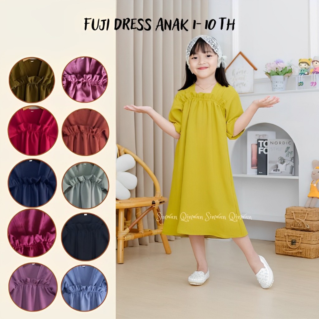 Drees Crinkle Anak/Daster fuji Anak/Daster Wanita Daster Viral Kekinian Daster Fuji Cringkel Baju An