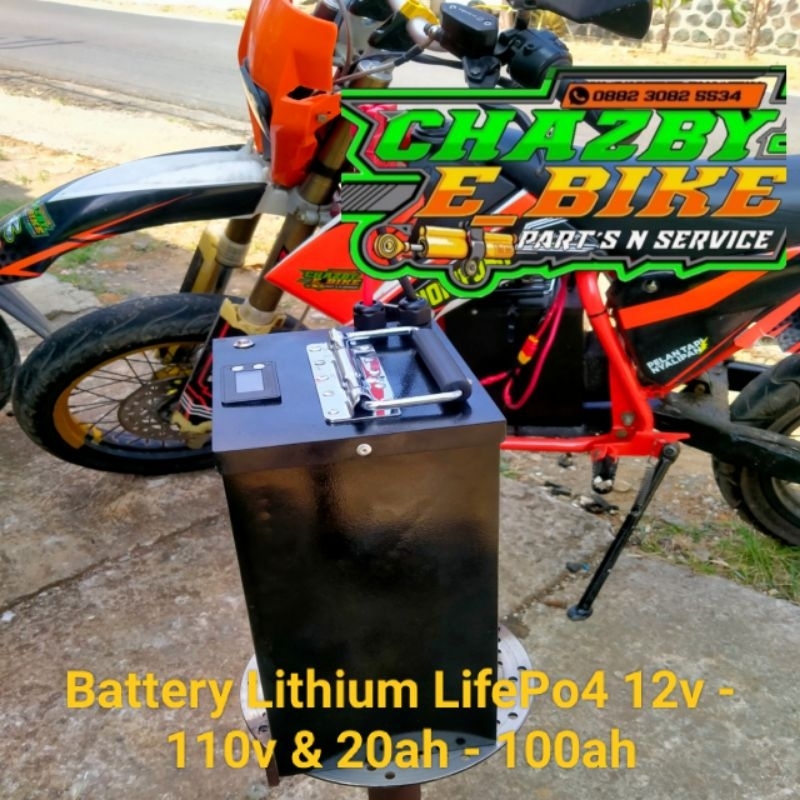 Battery Lithium lifePo4 48v-72v 25Ah -50AH jarak tempuh 60km-100km