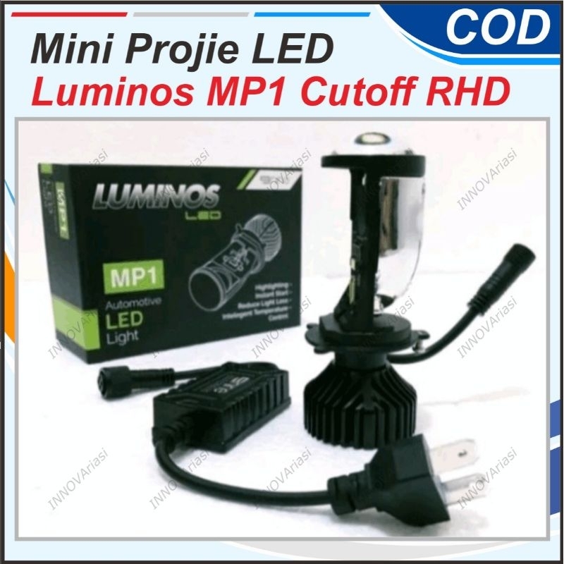 LAMPU MOBIL LED MINI PROJI LENS H4 LUMINOS NINE 3 WARNA SINAR CUTOFF HEADLIGHT